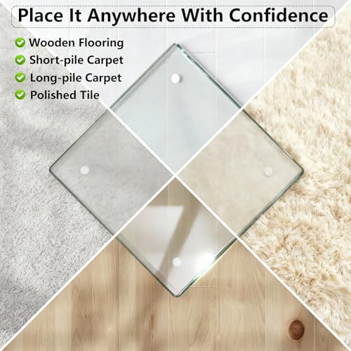 Tempered Glass Chair Mat for Carpet & Hard Floor, 42"x48" Office Chair Mat - Heavy Duty & Scratch Resistant, Non-Slip Pads, Rounded Corners & Polished Edges