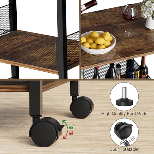 BOHDK Printer Stand, 3-Tier Industrial Large Printer Table with Shelf, 23"x15" Mobile Heavy Duty Storage Rack on Wheels for Home Office Printer Fax Machine Scanner Copier