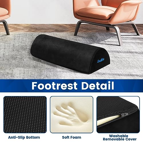 Foot Rest for Under Desk at Work,Office Desk Accessories with Soft Foam and Washable Removable Cover, Foot Stool for Office, Car, Home to Foot Support and Relax Ankles, Black