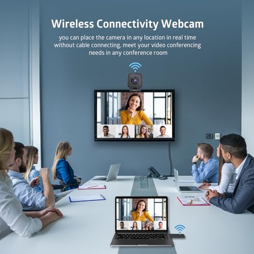 TOALLIN 1080P HD Wireless Webcam for PC, Built-in Noise-Canceling Microphone, Wireless Computer Camera for Video Conferencing, Live Streaming and Online Video Calls