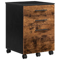 HOOBRO 3-Drawer File Cabinet, Wooden Under Desk Filing Cabinet, fits A4/Letter Size for Home Office, Small Rolling Storage Drawer Chest, Printer Stand with Drawers, Rustic Brown and Black BF02WJ01G1