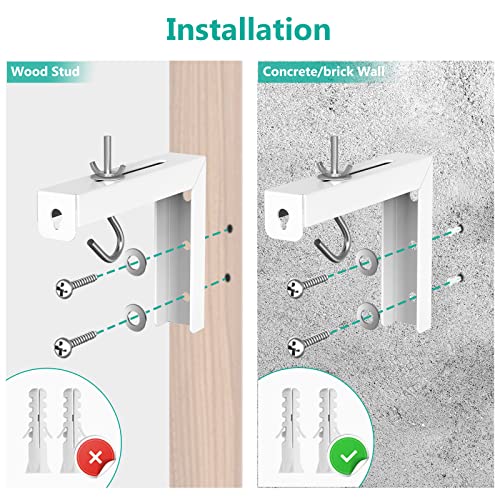 WALI Universal Projector Screen Ceiling Mount, Wall Hanging Mount L-Brackets, 6 inch Adjustable Extension with Hook Kit, Projector Screen Placement Hold up to 66 lbs (PSM001-W), White