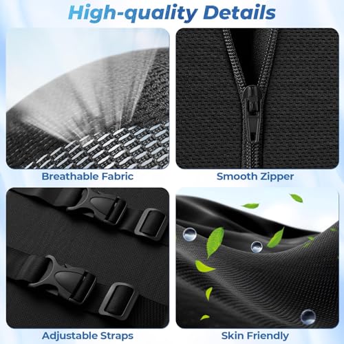 DailyCuddles Lumbar Support Pillow for Office Chair Back Support - Memory Foam Lumbar Pillow for Car or Gaming Chair, Ergonomic Back Cushion with Adjustable Strap for Long-Hour Sitting (Black)