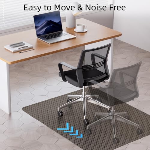 Yecaye Office Chair Mat for Hardwood Floor,36" x 48" Under Computer Desk Floor Protects for Rolling Chair,Non Slip PVC Woven Gaming Chair Mat,Not for Carpet (Blackbrown, 36" x 48")