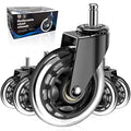 Huracan Office Chair Wheels, Set of 5, Replacement Rubber Chair Caster Wheels for Hardwood Floor, NOT Compatible for IKEA, Computer Desk Chair Wheels, Heavy Duty Office Chair Casters