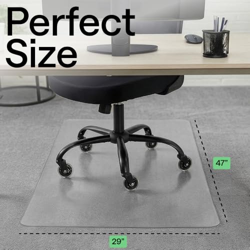 GORILLA GRIP Slip Resistant Clear Office Chair Mat for Carpet Floors, Smooth Rolling Glide Under Desk, Heavy Duty Plastic Computer Mats and Carpeted Floor Protector, Work and Gaming Chairs, 29x47