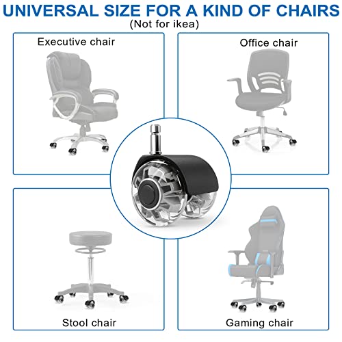 Office Chair Wheels Replacement-2 Inch Heavy Duty Caster Wheels,Quick & Quiet Rolling Chair Casters (Set of 5),Desk Chair Wheels Universal Fit,Safe for All Floor or Carpet