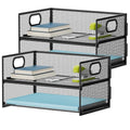 Marbrasse 2 Tier Paper Organizer Letter Tray, Mesh File Organizer with Handle, Paper Sorter Desk Organizer for Home Office Supplies - 2P