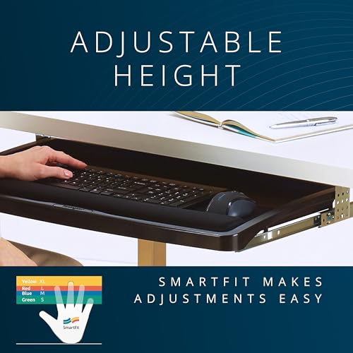 Kensington Keyboard Tray Under Desk, SmartFit Ergonomic Slide-Out Keyboard Drawer with Cable Management, Extra-Wide Height Adjustable Keyboard Holder, 24.5" x 11.75", Black K60004US