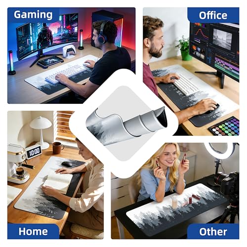 Galdas Mouse Pad For Gaming,Forest Background Pattern XXL XL Large Mouse Mat Long Extended MousePad Desk Mat Non-Slip Rubber Mice Pads Stitched Edges Thin (31.5 x 11.8 x 0.12 Inches) Tree