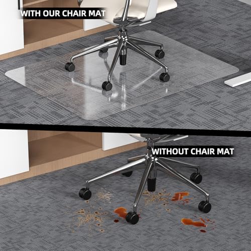 KAISLE Office Chair Mat for Carpet, 32x48 Heavy Duty Clear Plastic Rolling Chair Mat for Carpet Floor, Under Computer Desk Chair Floor Mats Protector Carpeted Floors