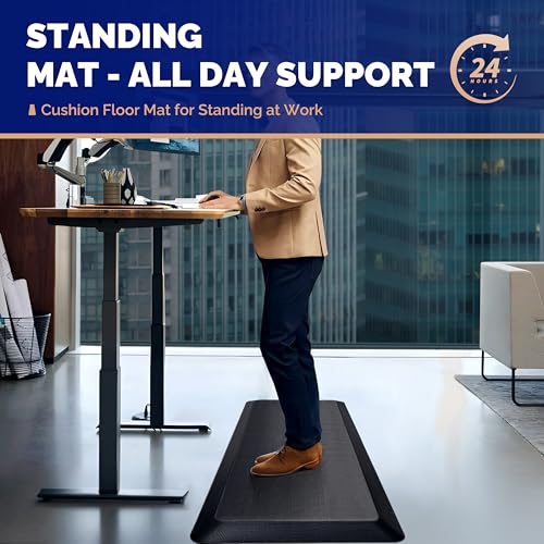 FEATOL Anti Fatigue Mat for Standing, 9/10 Extra Thick Ergonomic Standing Desk Mat, Comfort Memory Foam Standing Mat at Home,Office All Day (20" x 32", Black, 1PC)