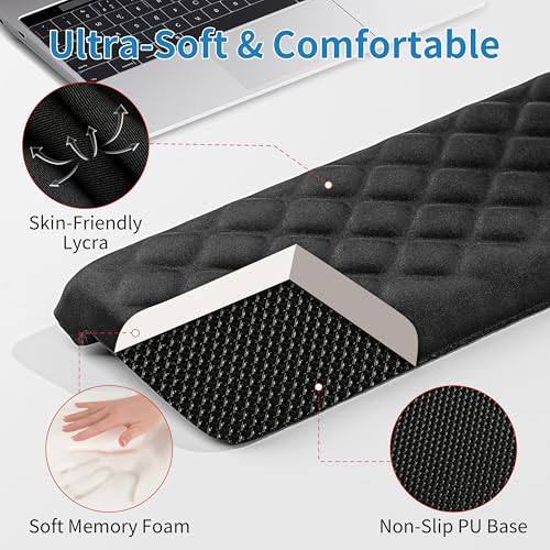 MEKASS L-Shaped Desk Elbow Pad for Desk, Memory Foam Elbow Support Padding with Non-Slip, 2-Piece Ergonomic Desk Edge Cushion, Wrist Comfort Support for Office Home (Diamond Black)