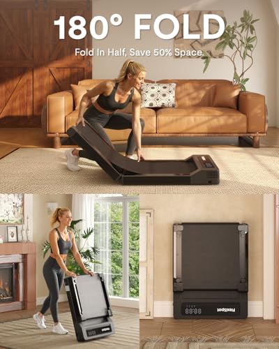 FLEXISPOT Foldable Walking Pad Treadmill for Home Office, Under Desk Treadmill with Fold-in-Half Design, Quiet Brushless Walking Experience, 264 LBS Capacity, Easy Storage