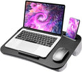 HUANUO Laptop Lap Desk, Fits up to 15.6-Inch Laptops and Tablets, Portable Lap Desk with Cushion, Phone Holder and Storage Bag, Black Lapdesk for Home Office or Dormitory
