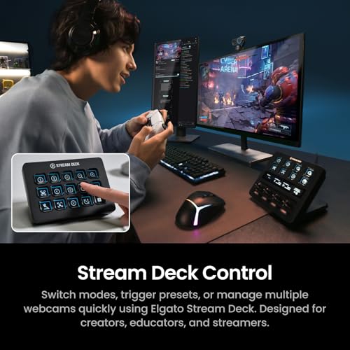Insta360 Link 2 Pro – 4K PTZ Webcam for PC/Mac, 1/1.3” Sensor, Low-Light, AI Tracking, HDR, Directional Noise-Canceling Mics, Supports Stream Deck, Zoom, Teams, Twitch for Streaming or Meetings