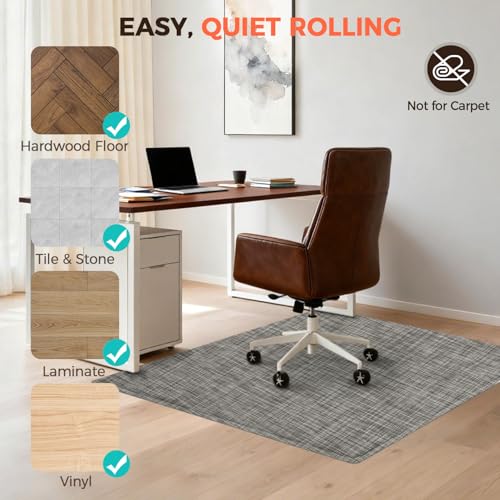 BAGAIL Office Chair Mat for Hardwood Floor, 35"x47" Heavy Duty Computer Chair Mat - Fast Flat & Smooth Glide - Non-Slip Desk Chair Floor Protector for Home Office - Brown