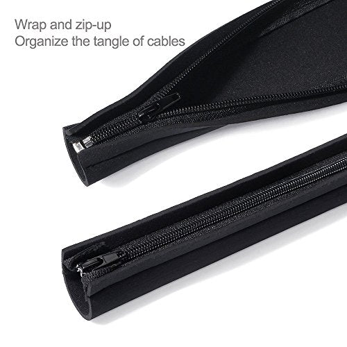 JOTO 4 Pack Cable Management Sleeve, 19-20 Inches Cord Organizer System with Zipper for TV Computer Office Home Entertainment, Flexible Cable Sleeve Wrap Cover Wire Hider System -Black