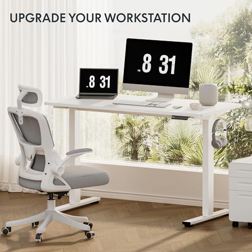FLEXISPOT EN1 Height Adjustable Standing Desk Frame with Memory Controller, Electric Sit Stand Desk Base for Home and Office (White Frame Only)