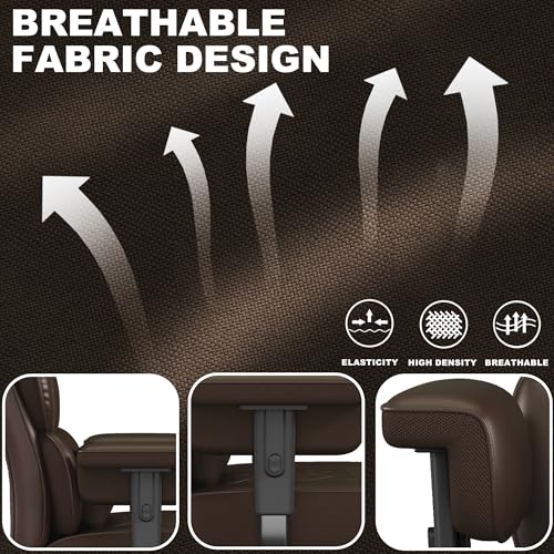 Misolant Big and Tall Office Chair with Footrest, High Back Executive Desk Chair with Adjustable Lift Armrest, 155°Recline，Lumbar Support Pillow, Faux Leather Gaming Chairs for Home or Office Brown