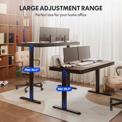 FLEXISPOT Comhar 55" Electric Standing Desk with Drawers, Quick Assembly Home Office Sit Stand Desk with Storage & USB Charging, Computer Workstation for Home Office (55" Wood, Dark Walnut/Black)
