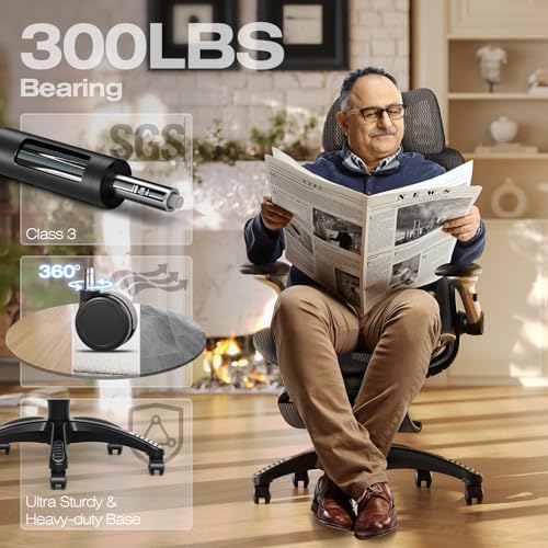 ELABEST X100 Ergonomic Mesh Office Chair with Footrest, Big and Tall Hone Desk Chair with 5D Flip-Up Arms, Adjustable 3D Lumbar Support,Gaming & Executive Computer Chairs