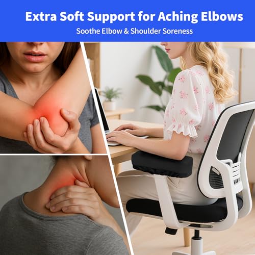 YOUFi Office Chair Arm Pads Extra Soft Velvet Arm Rest Covers for Elbows & Forearms Pressure Relief, Set of 2 Armrest Covers for Desk Chair, Gaming Chair (Black)