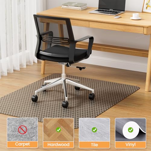 Yecaye Office Chair Mat for Hardwood Floor,36" x 48" Under Computer Desk Floor Protects for Rolling Chair,Non Slip PVC Woven Gaming Chair Mat,Not for Carpet (Blackbrown, 36" x 48")