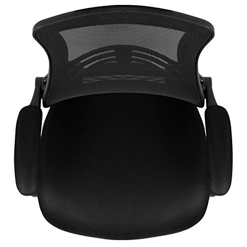 Flash Furniture Kelista Mid-Back Swivel Office Chair with Adjustable Seat Height, Ergonomic Mesh Desk Chair with Flip-Up Armrests, Black