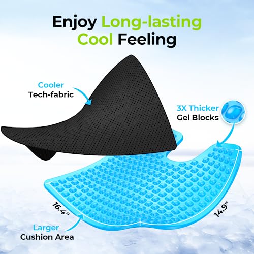 AUVON Gel Wheelchair Seat Cushion with Waterproof Cover for Pressure Sore & Ulcer, Ergonomic Chair Cushion with U-Cutout for Tailbone Pain, Back Pain Relief, Memory Foam Wheelchair Cushion, Anti-Slip