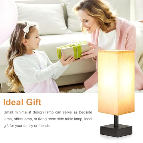 aooshine Small Table Lamp for Bedroom - Bedside Lamps for Nightstand, Minimalist Night Stand Light Lamp with Square Fabric Shade, Desk Reading Lamp for Kids Room Living Room Office Dorm