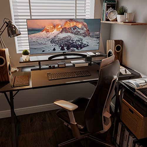 EUREKA ERGONOMIC Dual Monitor Stand - Adjustable Legs, Dual Monitor Riser, Carbon Fiber Computer Monitor Stand, Desktop Organizer, Monitor Stand Riser for PC, Computer, Laptop (Black)