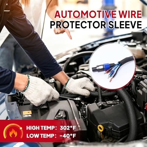 Black Braided Cable Management Sleeves Wire Loom Tubing Cord Protector Self-Wrapping (1/2"-30Feet)
