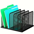 Kuntine.B Desk File Organizer Upright Mesh Desktop Organizer File Sorter Office Organization File Holder for Home, Office & Classroom (Black, 1 Pack 5-Section)