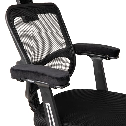 Mind Reader Air-Cloud Memory Foam Armrest Pads, Office & Gaming Chair Arm Rests, Elbow Support with Washable Cover, Black