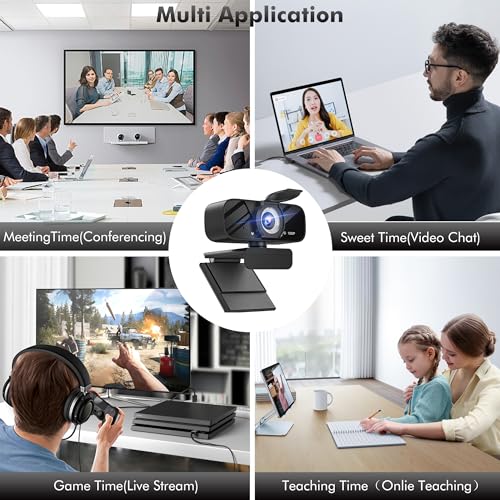 Gohero Full HD 1080P Video Webcam, Noise Cancellation, Privacy Cover, Wide-Angle Lens, Auto Light Correction, Plug & Play USB Webcam for Laptop, Desktop, PC, Mac, Zoom, Skype Pro Series