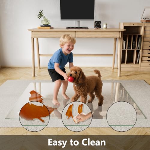 Koonmi Chair Mat for Carpet, Tempered Glass 30"x48" Office Chair Mat, Glass Chair Mats with Rounded and Polished Edges, Ideal for Hardwood Floor, Carpet, Office, Desk, Rolling Chair