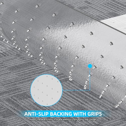 KAISLE Office Chair Mat for Carpet, 32x48 Heavy Duty Clear Plastic Rolling Chair Mat for Carpet Floor, Under Computer Desk Chair Floor Mats Protector Carpeted Floors