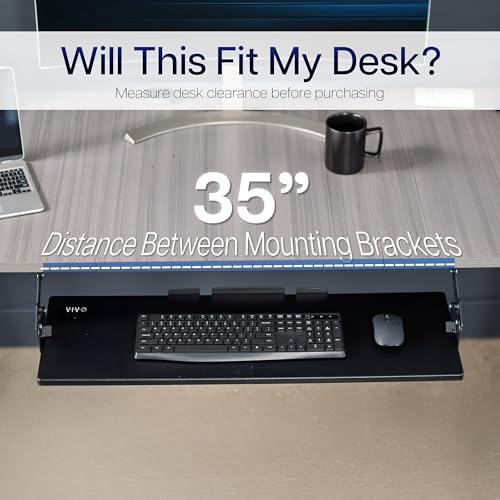 VIVO Large Under Desk 34 x 11 inch Computer Keyboard and Mouse Tray with Swinging Height Adjustment, 12 Settings, Platform Drawer for Typing, Black, MOUNT-KB34S