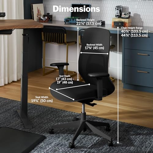 Vari Ascent Ergonomic Desk Chair for Home Office with Wheels, Breathable Mesh Back, Lumbar Support, Adjustable Seat Depth & Height, 20 Degree Tilt Function – Easy Assembly (Black/Black)