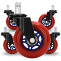 SPOTLESS GEAR Roller blade Office Chair Wheels for Gaming Chair, 3 inch Replacement Rubber Casters for Hardwood Floors & Carpet, Ultra Smooth & Quiet Heavy Duty Desk Chair Wheels, Set of 5 (Red Blaze)