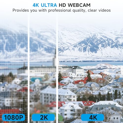 AOC 4k Webcam for PC with Microphone, Computer Camera with Noise Cancellation, Privacy Cover, 99° FOV, Plug & Play USB Webcam for Streaming, Conferencing, Zoom, Skype, Facetime, Laptop, PC, Skype