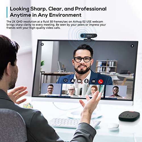AIRHUG Webcam No Mic with Privacy Cover, USB Web Cam for Computer and Laptop Plug & Play, Web Camera Without Audio, 78° Wide-Angle,for Streaming and Conferencing (2K Webcam No Mic)