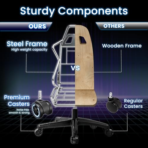 N-GEN GAMING Gaming Chair Video Game Computer Office Desk Use Ergonomic Reclining Backrest Adjustable Armrests Lumbar Support Footrest High Density Foam Breathable Fabric Heavy Duty Base (Black)