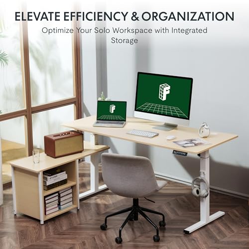 FLEXISPOT L Shaped Standing Desk with Drawers, Large Electric Height Adjustable Executive Desk, Sit Stand Desk for Home Office and Workstation, Hooks and USB Port (63"x28" White Wood Grain)