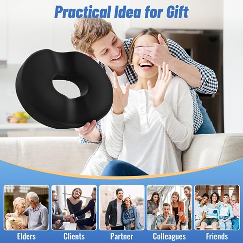 Donut Pillow Stadium Seat Cushion for Tailbone Pain Relief and Hemorrhoids, Memory Foam Seat Chair Cushion for Postpartum Pregnancy, Portable Seat Cushions for Bleachers, Car, Home & Office, Black