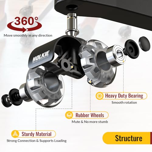 HOLKIE Office Chair Wheels 10x22mm 1KEA ONLY Casters 2 Inch Replacement, Grey Dual Rubber Smooth & Quiet Rolling Casters Wheels-Set of 5 for Hardwood Floors & Carpet Computer Gaming Desk Chair Wheels