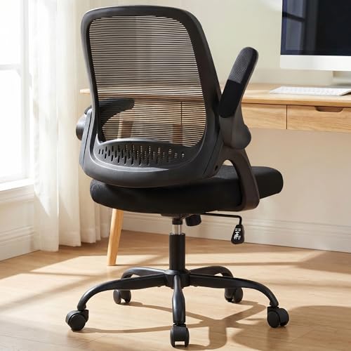 NEO CHAIR Office Chair Gaming Desk Computer Mesh Ergonomic Chair with Flip-up Arms Comfy Lumbar Support Adjustable Height Rolling Wheels Chair for Home Office (All Black)
