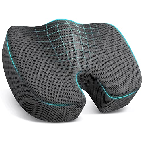 TushGuard Seat Cushion - Memory Foam Sitting Pillow for Office Chair, Car Seat, Airplane, Bleacher - Sciatica & Hip & Coccyx Pain Relief Desk Chair Cushion for Long Sitting Office Workers, Car Drivers