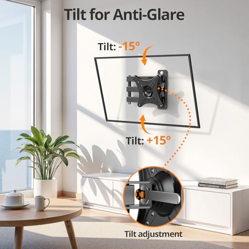 IWORKBOARD Full Motion TV Monitor Wall Mount Bracket for Most 13-32 Inch LED LCD Flat Curved Screen, Max VESA 100x100mm up to 33lbs, 360° Rotation Swivel Tilt Extension，Adjustable Articulating Arms